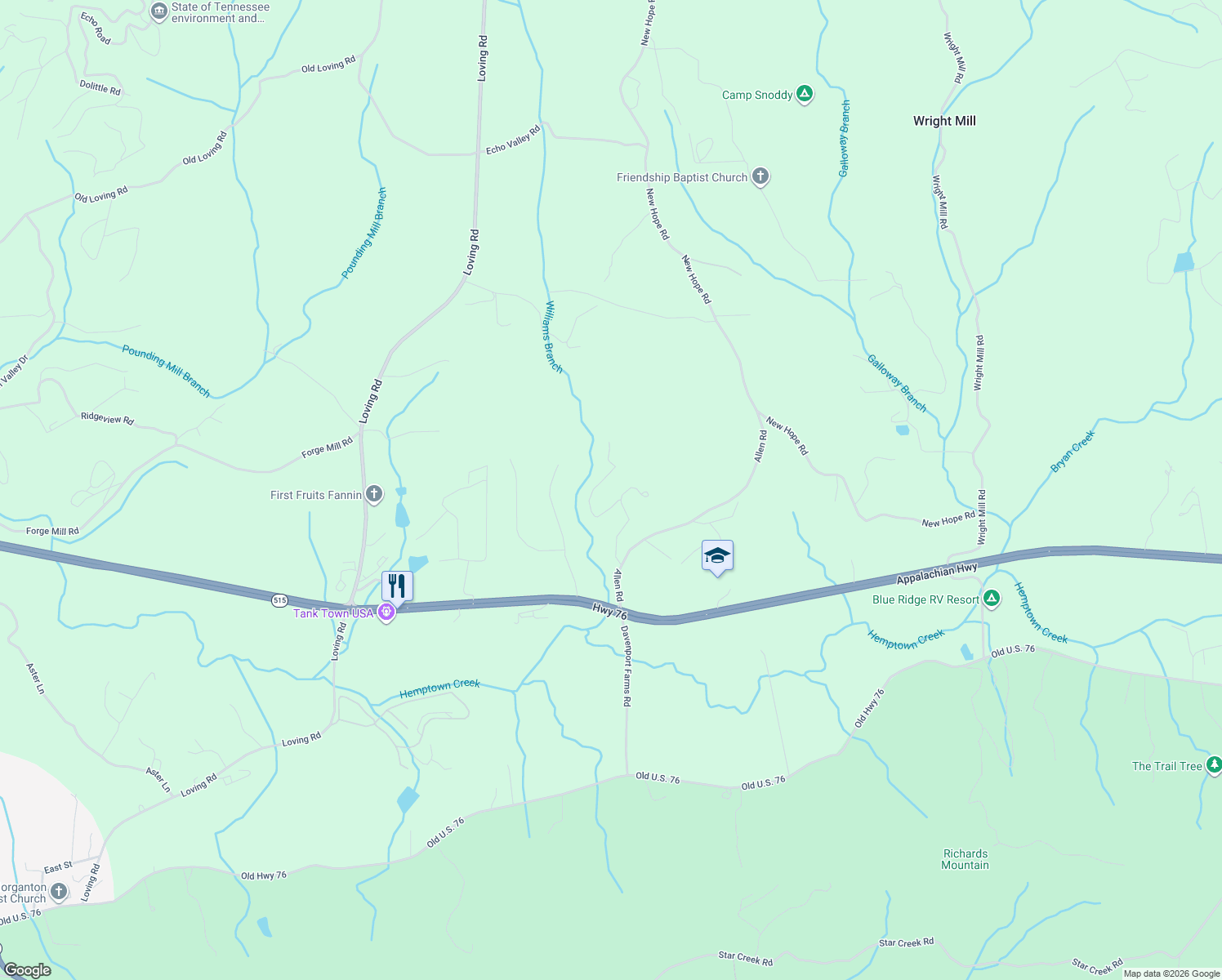 map of restaurants, bars, coffee shops, grocery stores, and more near 236 Williams Branch Drive in Morganton