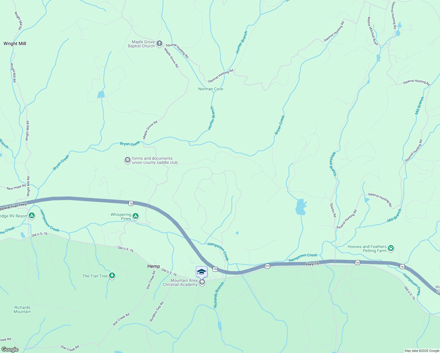 map of restaurants, bars, coffee shops, grocery stores, and more near 595 Wildlife Trail in Morganton