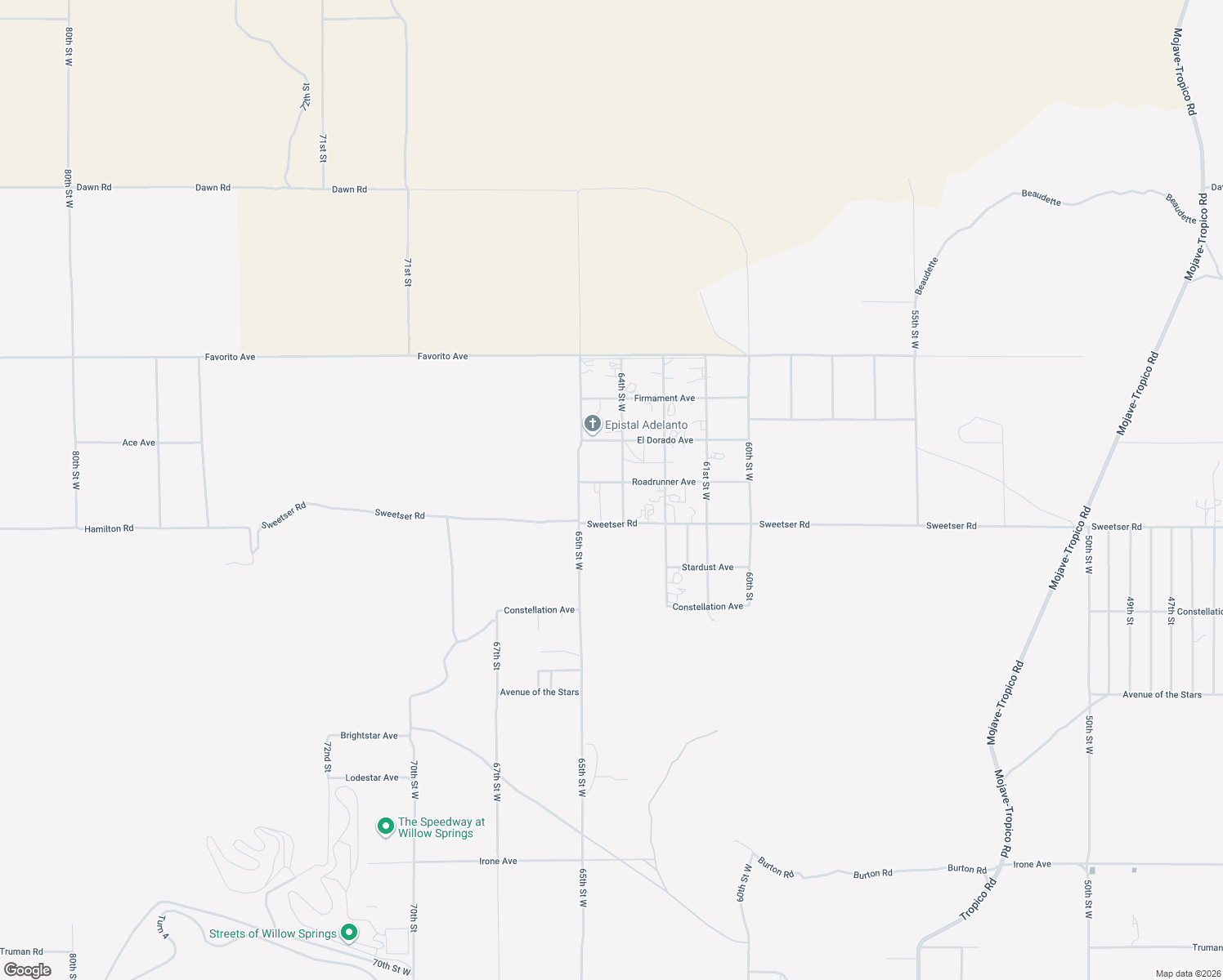 map of restaurants, bars, coffee shops, grocery stores, and more near 6432 Roadrunner Avenue in Rosamond