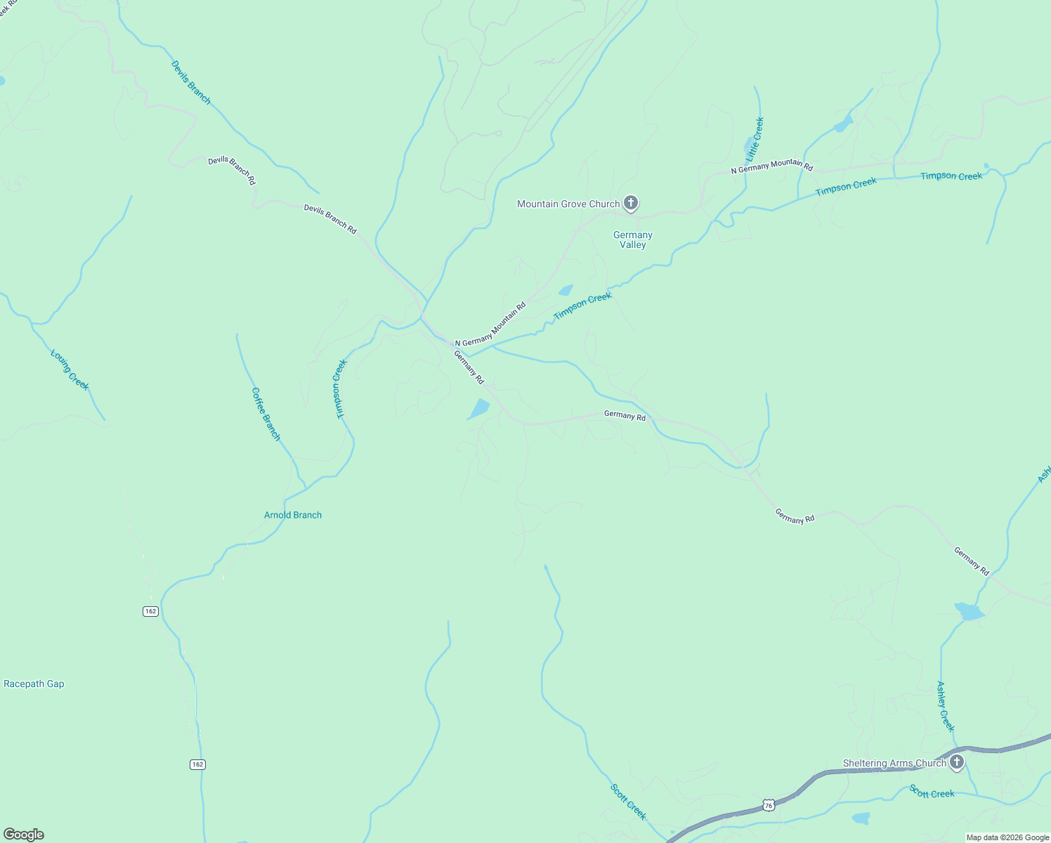 map of restaurants, bars, coffee shops, grocery stores, and more near 1365 North Germany Mountain Road in Clayton