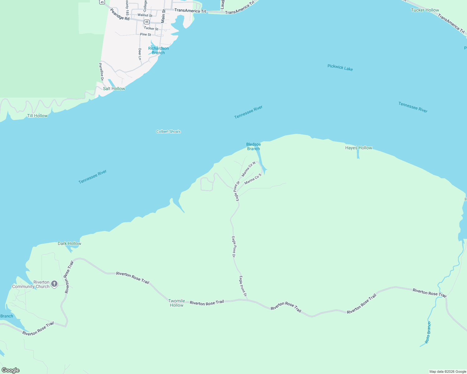 map of restaurants, bars, coffee shops, grocery stores, and more near Marina Circle South in Cherokee