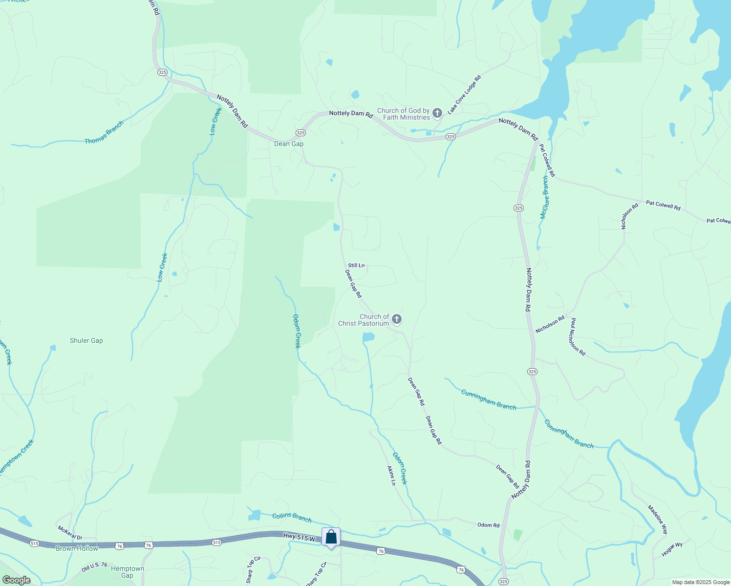 map of restaurants, bars, coffee shops, grocery stores, and more near 1333 Dean Gap Road in Blairsville