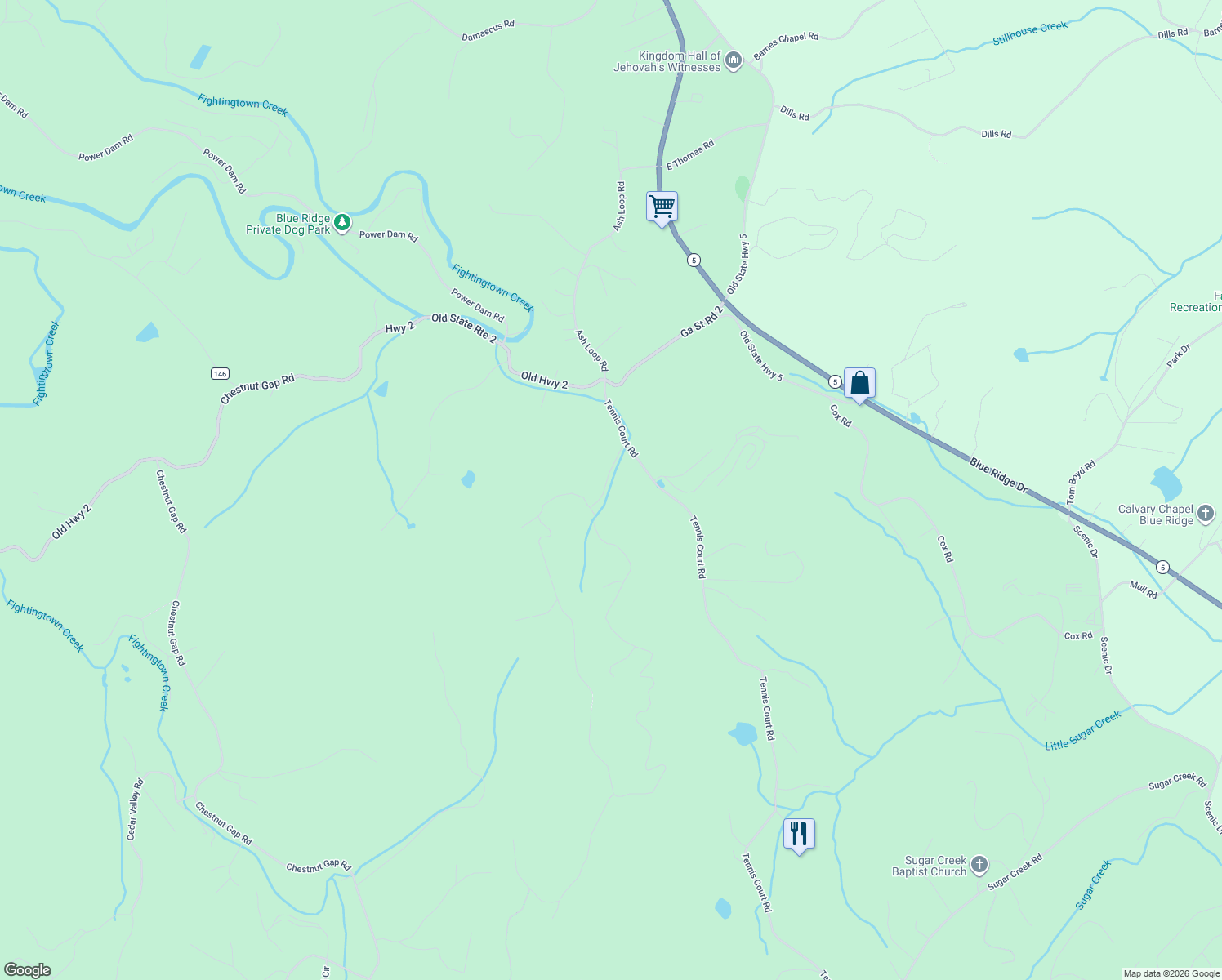 map of restaurants, bars, coffee shops, grocery stores, and more near 37 Sun Rock Mountain Road in Blue Ridge