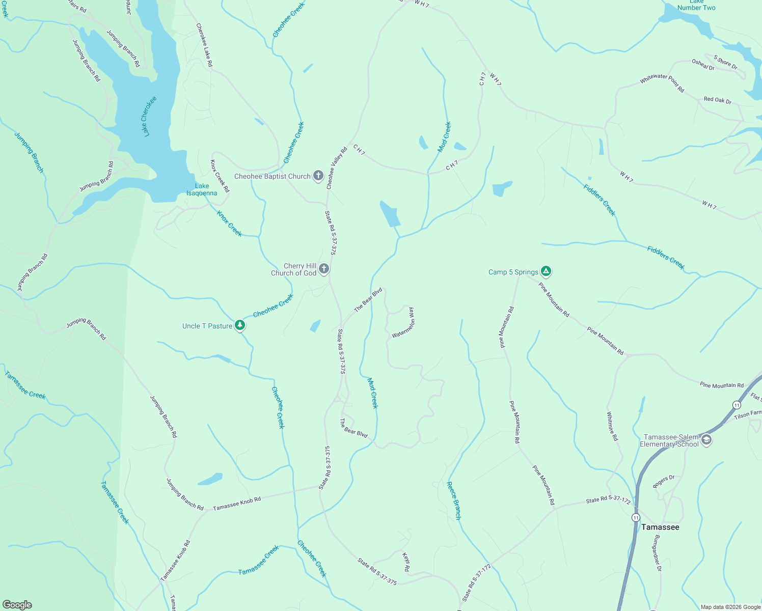 map of restaurants, bars, coffee shops, grocery stores, and more near 619 The Bear Boulevard in Tamassee