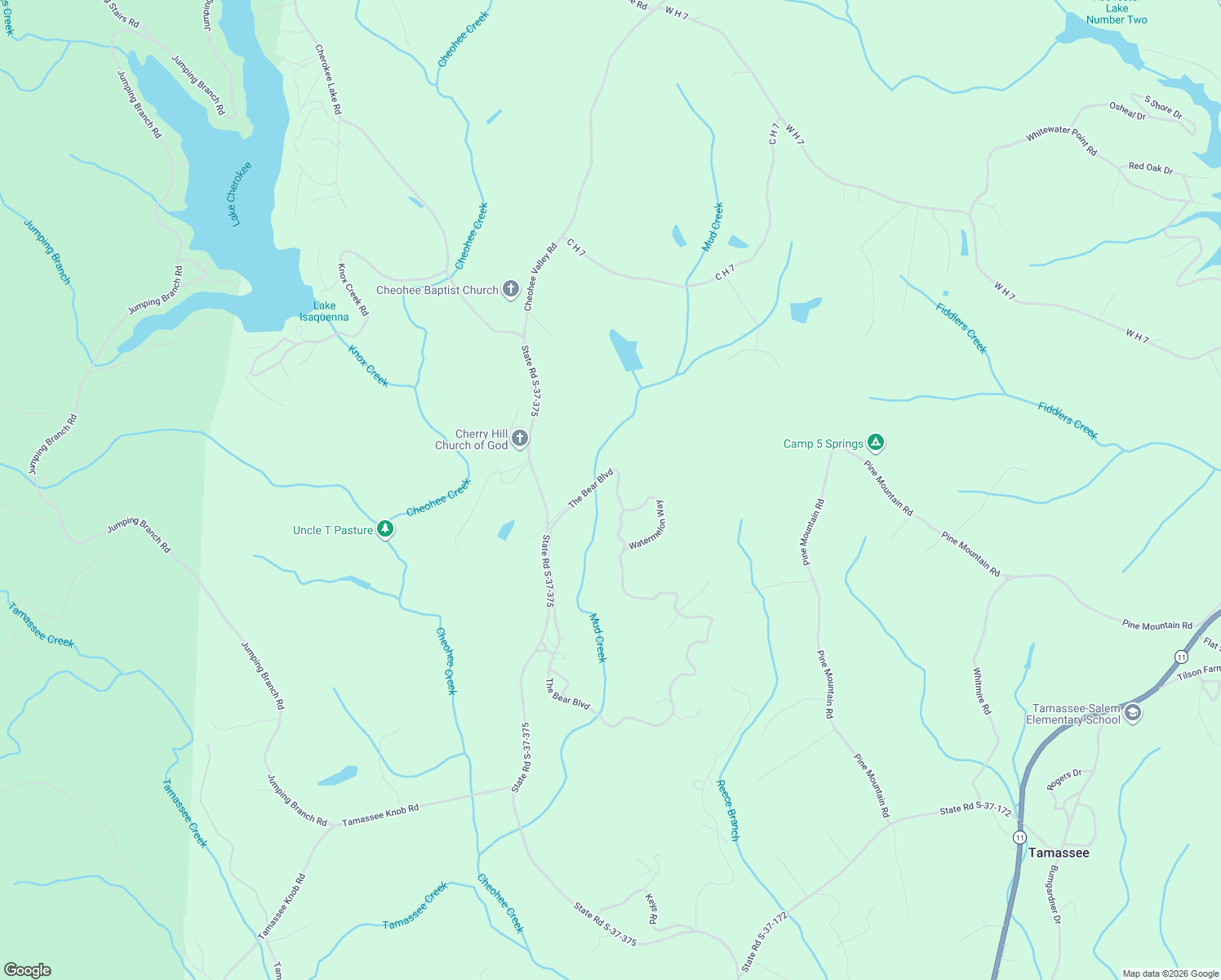 map of restaurants, bars, coffee shops, grocery stores, and more near 619 The Bear Boulevard in Tamassee