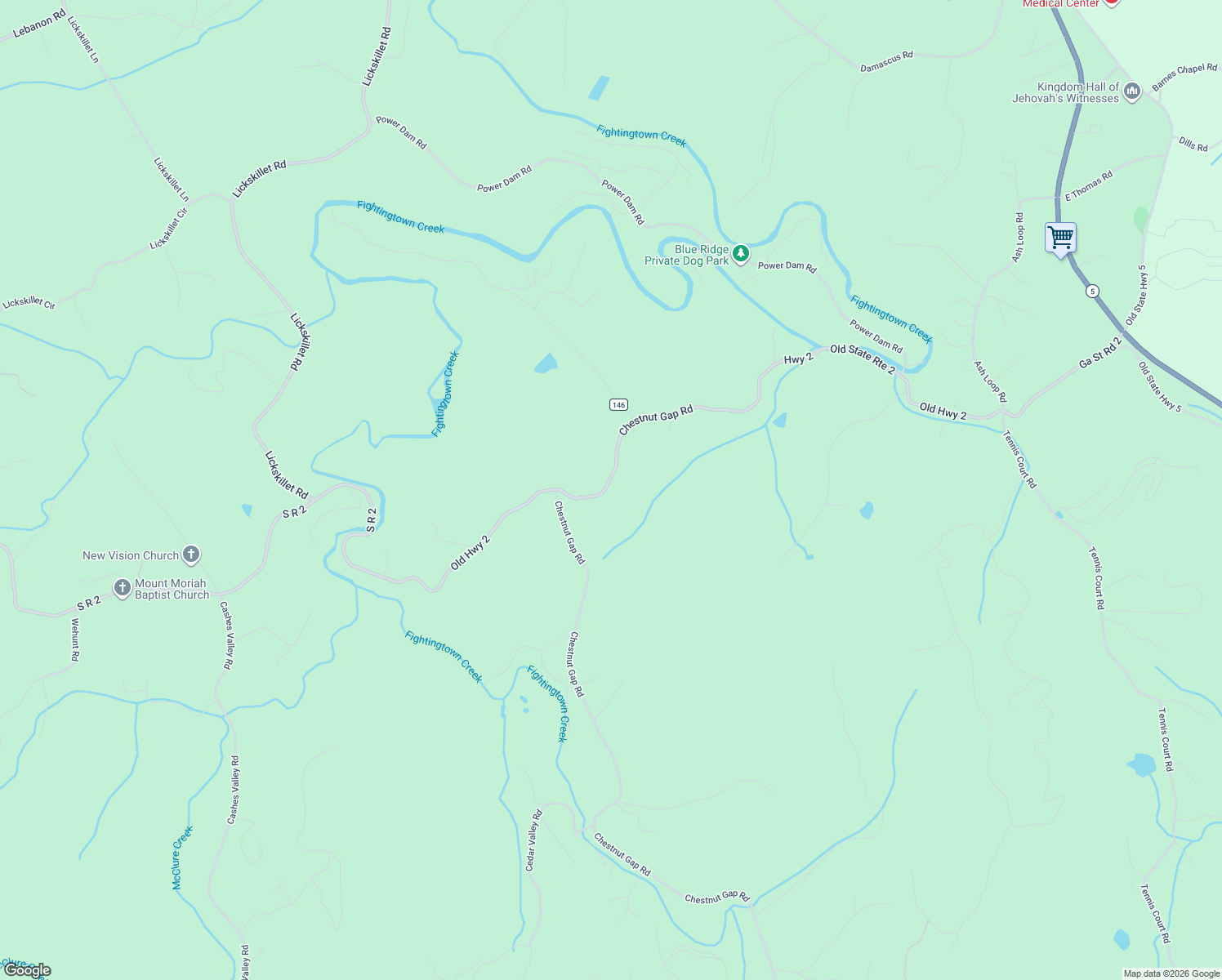 map of restaurants, bars, coffee shops, grocery stores, and more near 1919 Highway 2 in Blue Ridge