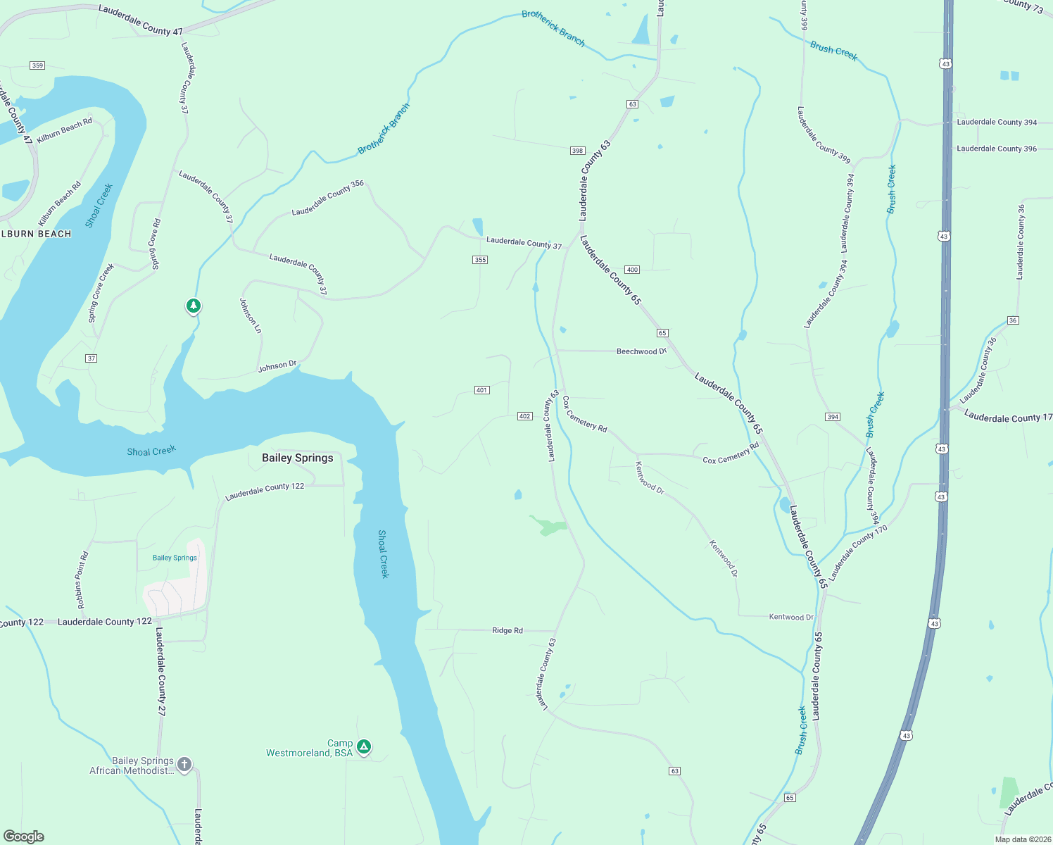 map of restaurants, bars, coffee shops, grocery stores, and more near 354 Lauderdale County 402 in Killen