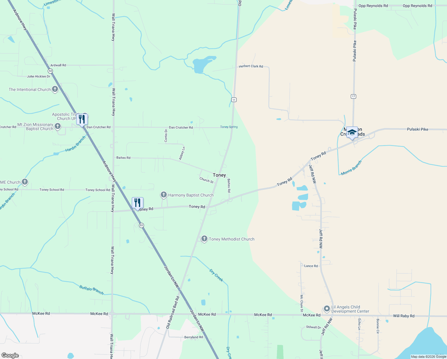 182 Baites Road, Toney AL Walk Score