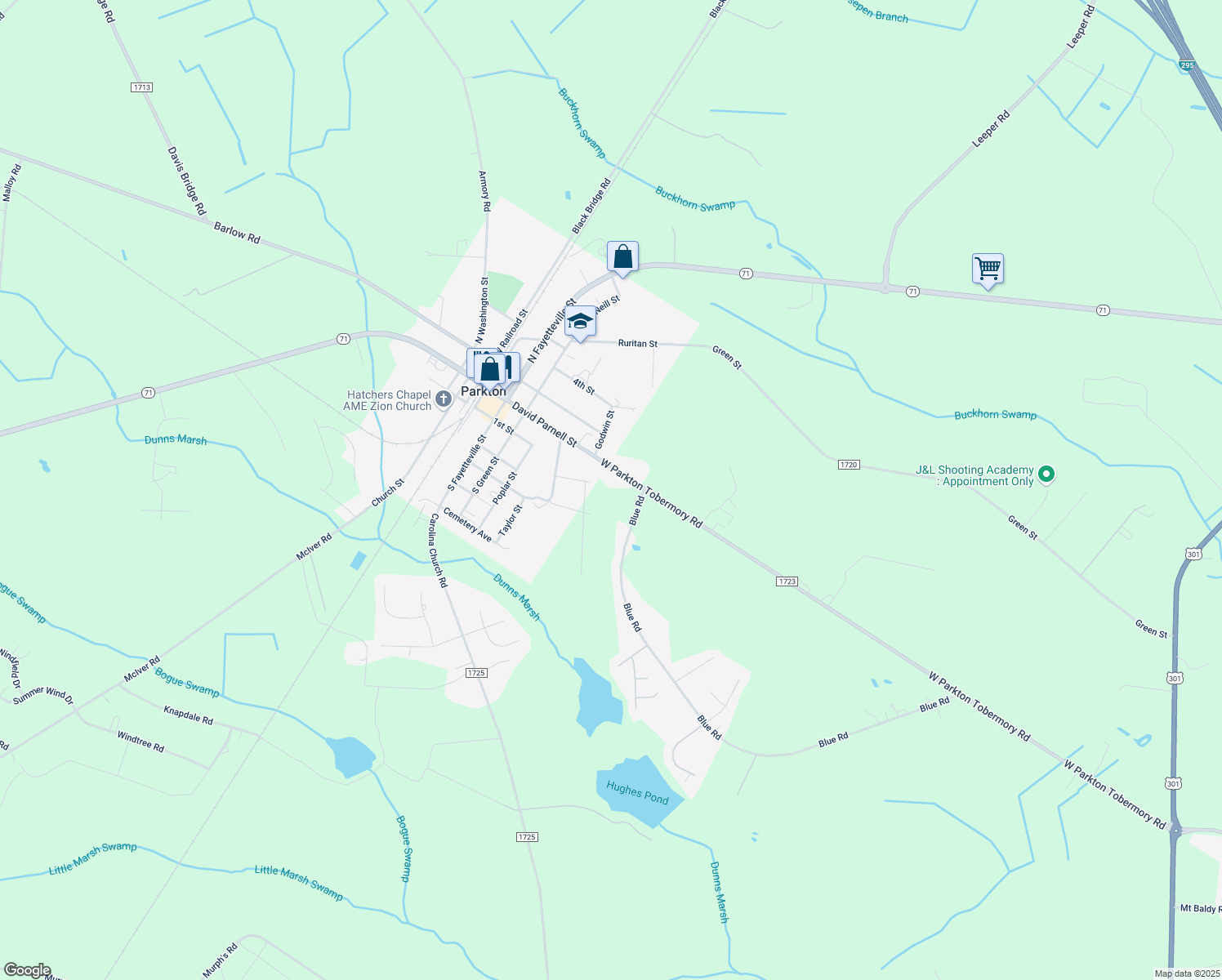 map of restaurants, bars, coffee shops, grocery stores, and more near 2795 W Parkton Tobermory Rd in Parkton