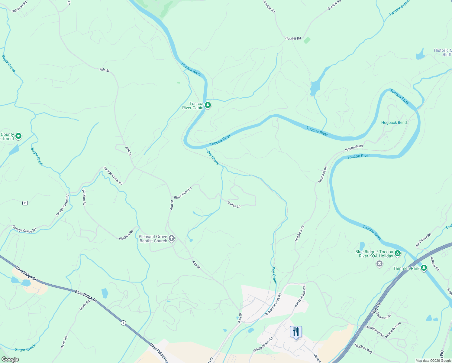 map of restaurants, bars, coffee shops, grocery stores, and more near 201 Connie Lane in Blue Ridge