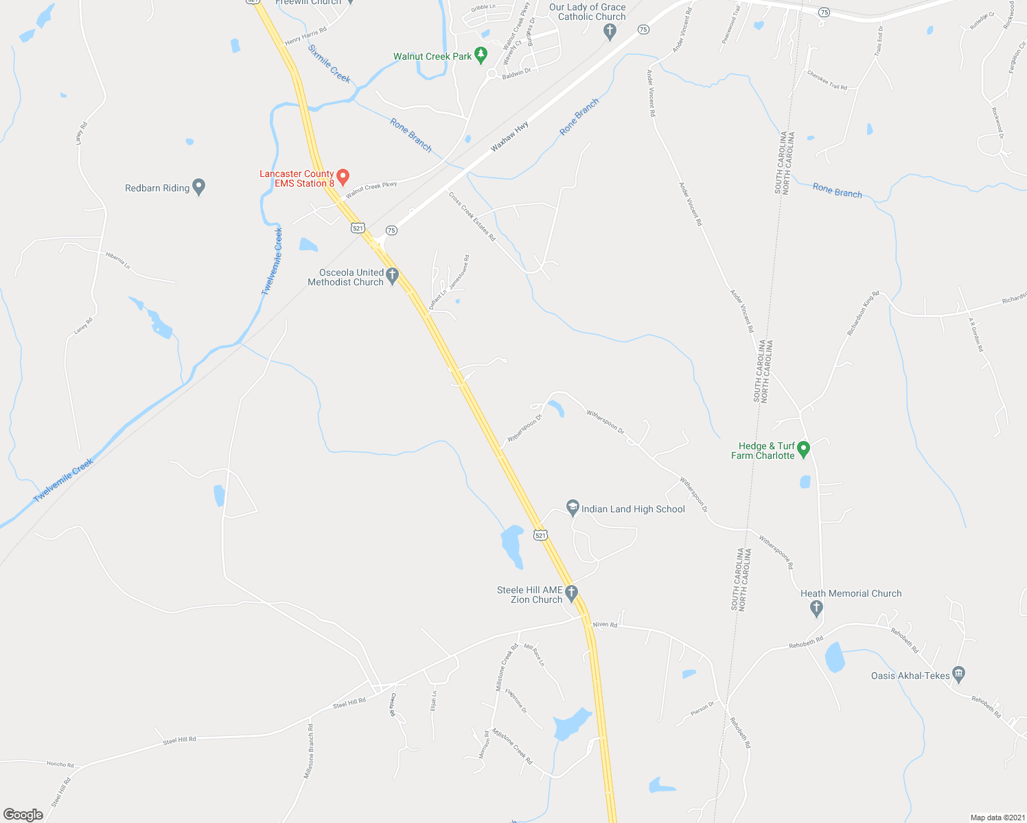 map of restaurants, bars, coffee shops, grocery stores, and more near 6231 Witherspoon Drive in Lancaster