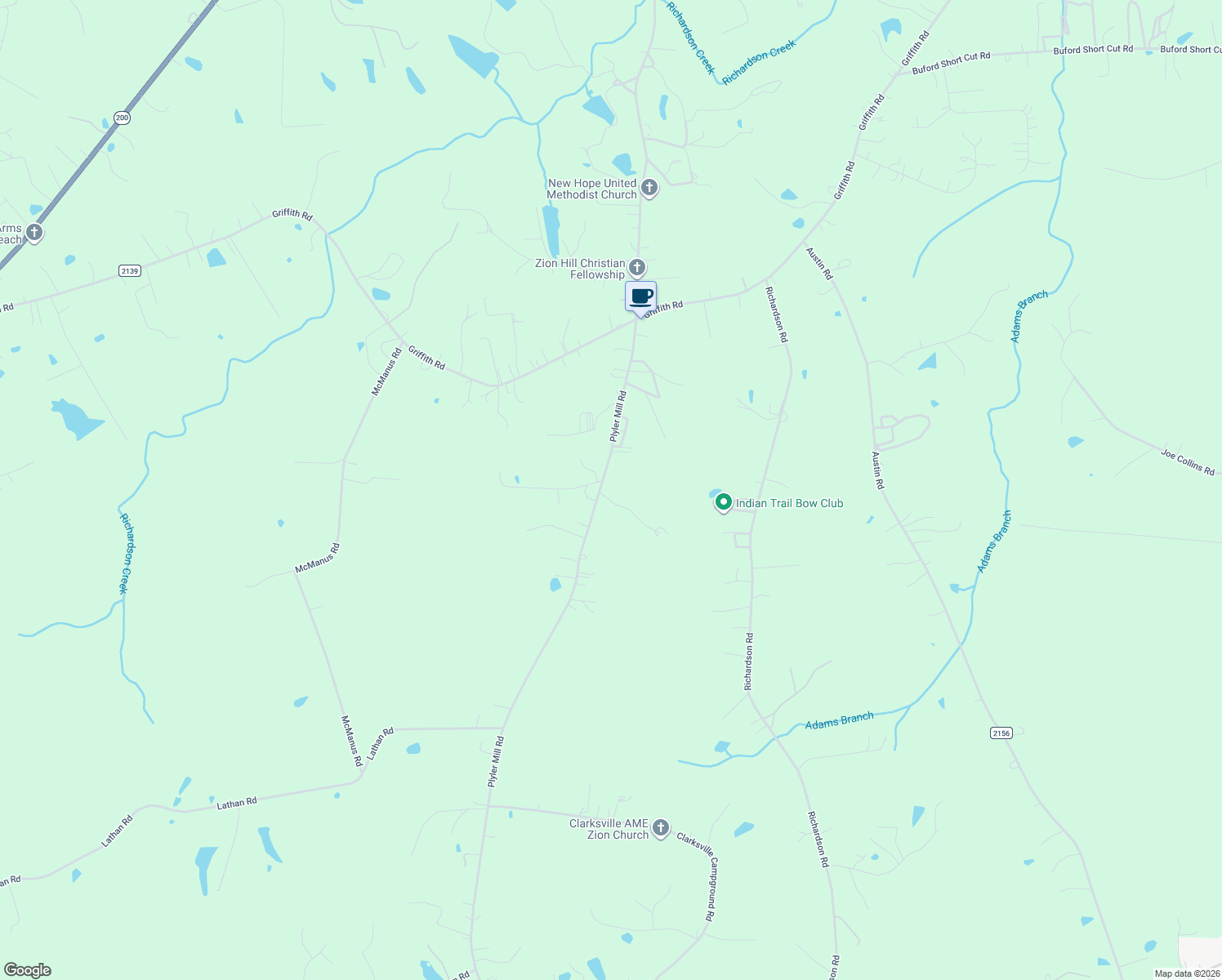 map of restaurants, bars, coffee shops, grocery stores, and more near 3901 Plyler Mill Rd in Monroe
