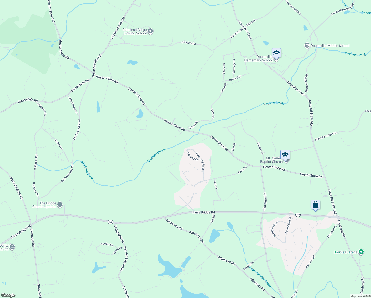 map of restaurants, bars, coffee shops, grocery stores, and more near 400 Thornbury Ridge in Easley