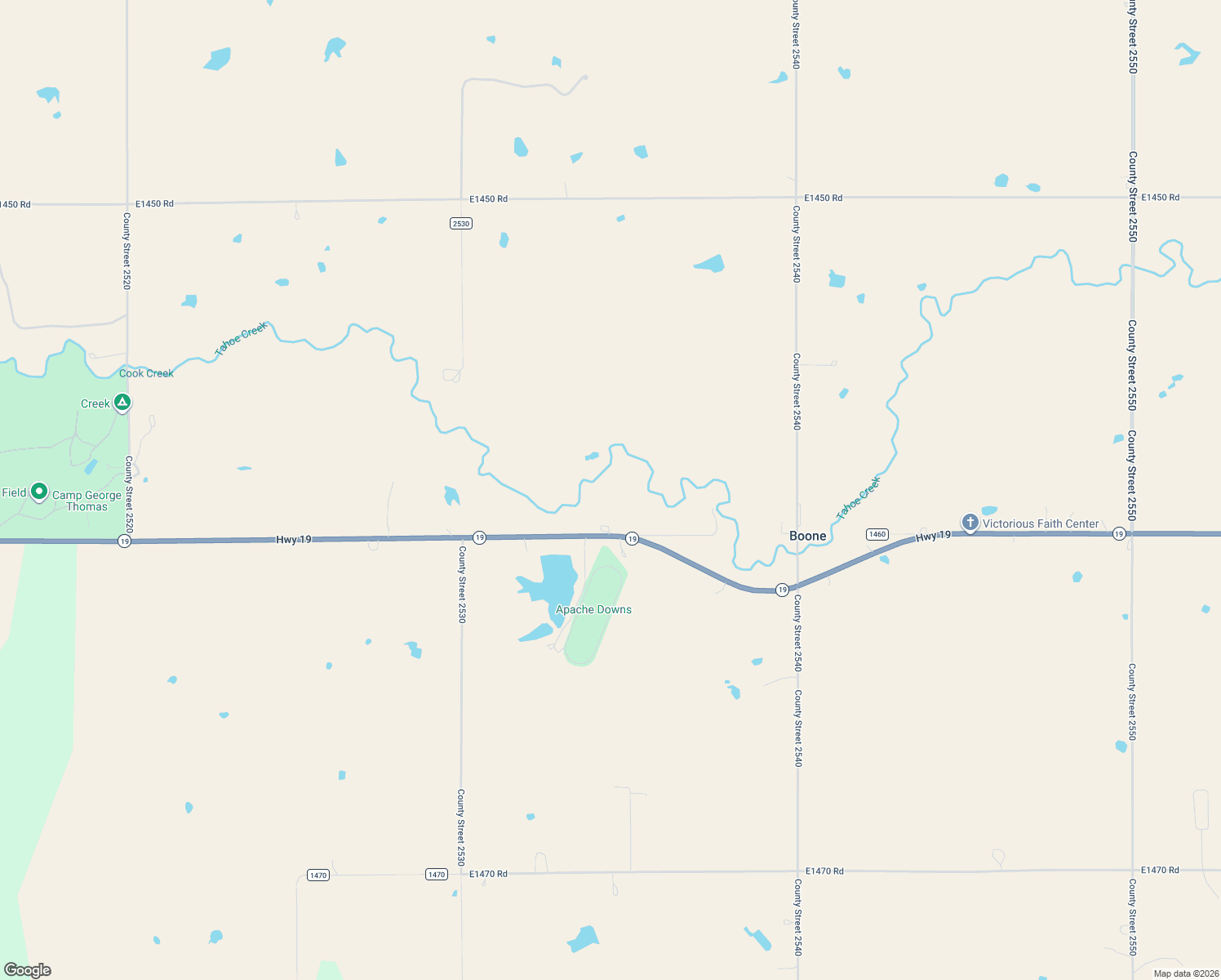 map of restaurants, bars, coffee shops, grocery stores, and more near 9086 Oklahoma 19 in Apache