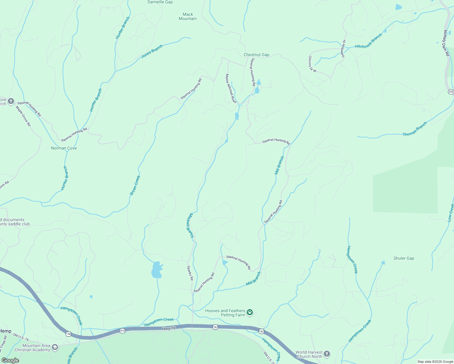 map of restaurants, bars, coffee shops, grocery stores, and more near 3684 Squirrel Hunting Road in Morganton