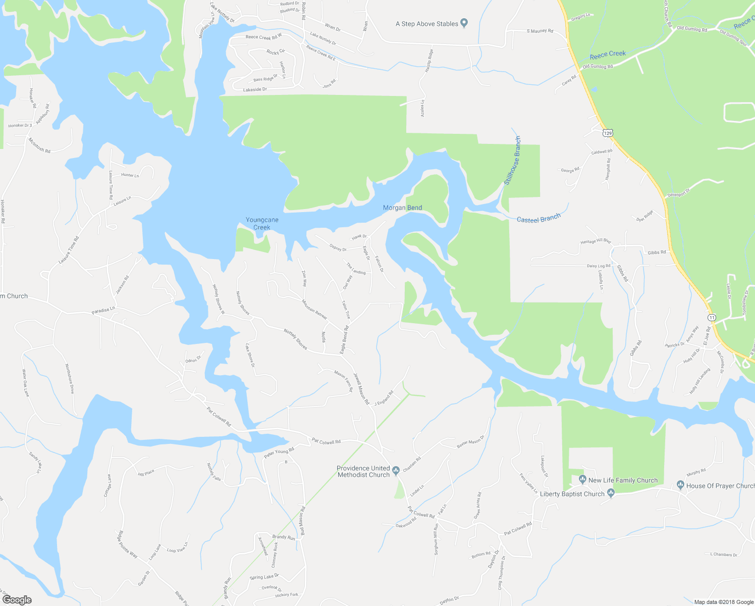 map of restaurants, bars, coffee shops, grocery stores, and more near 667 Eagle Bend Road in Blairsville