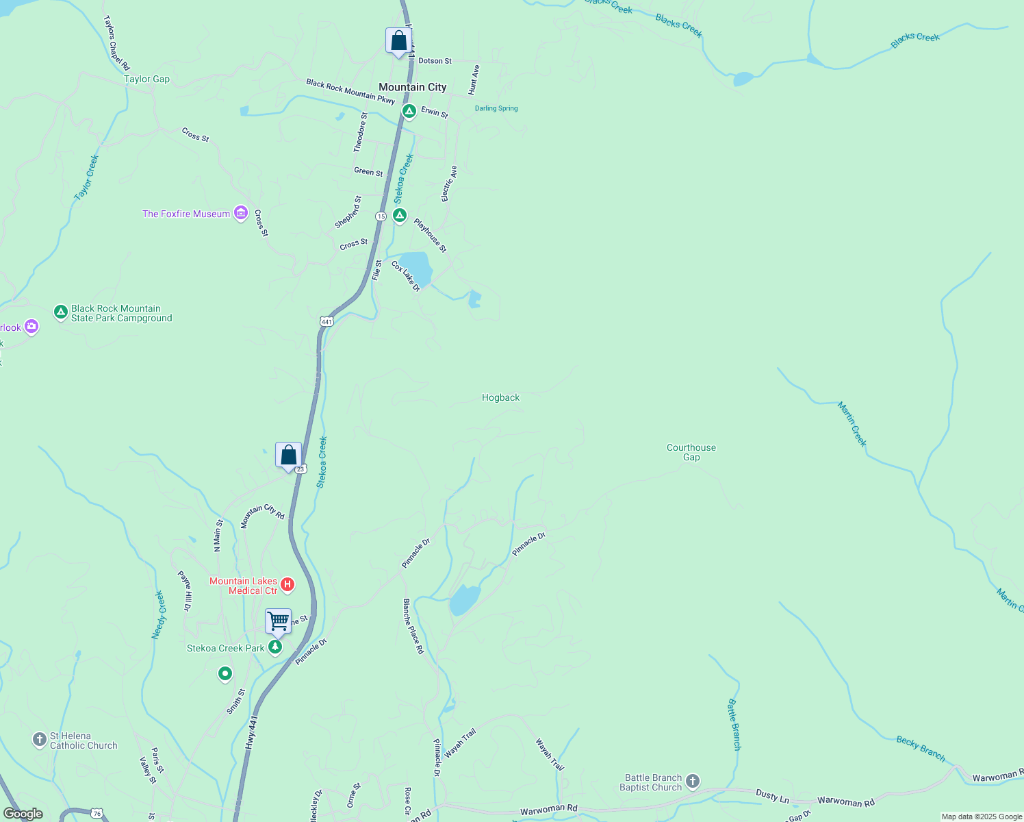 map of restaurants, bars, coffee shops, grocery stores, and more near 852 Black Bear Den Road in Clayton