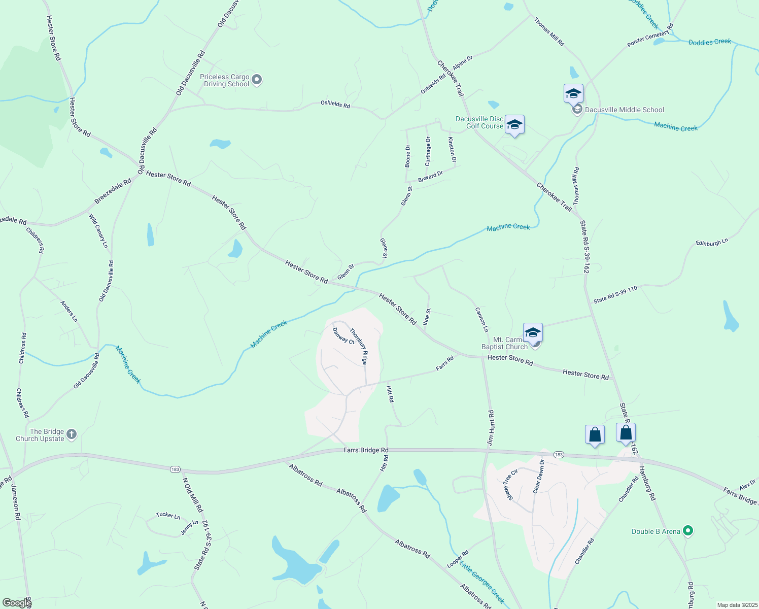 map of restaurants, bars, coffee shops, grocery stores, and more near 109 Mlj Summit in Easley