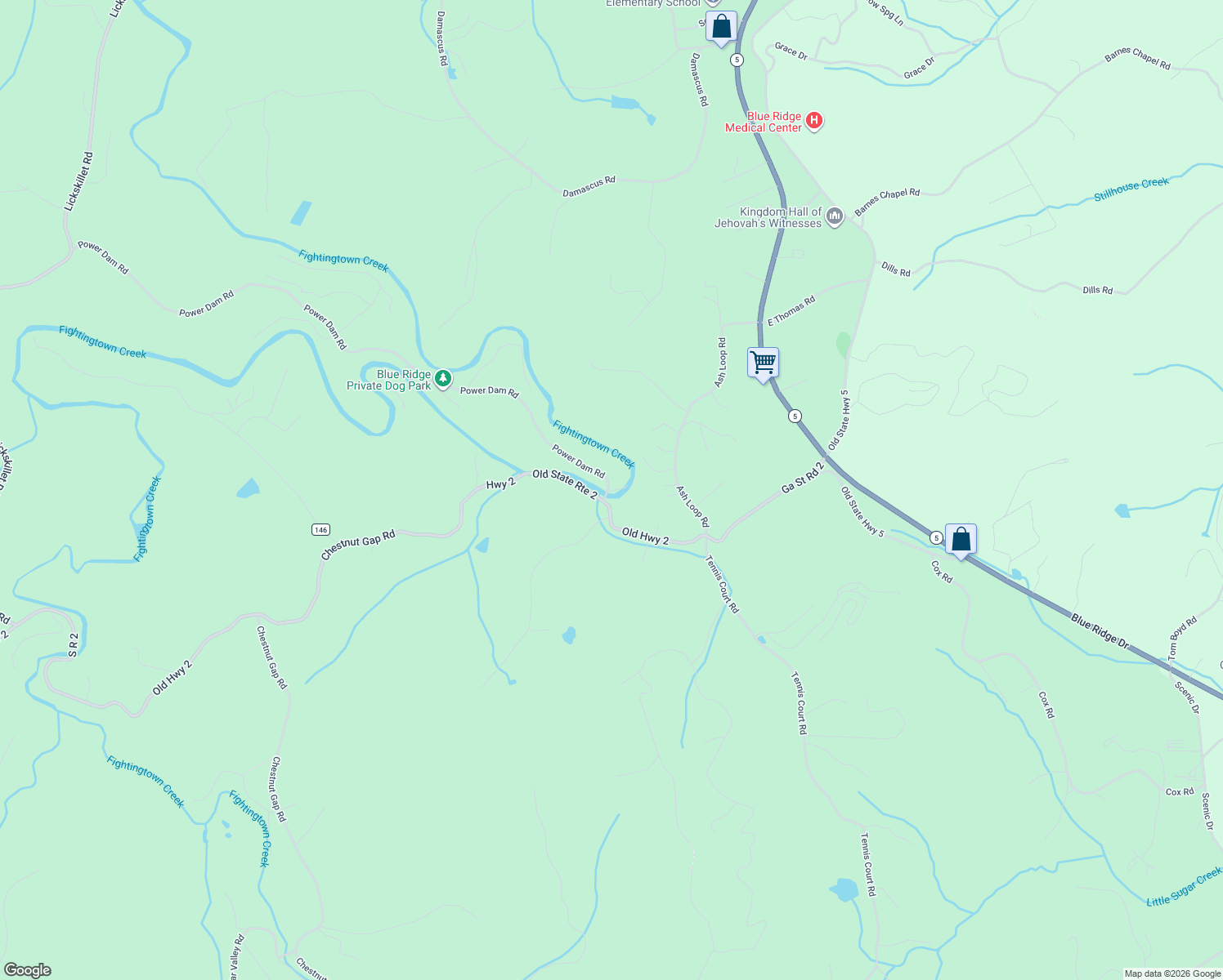 map of restaurants, bars, coffee shops, grocery stores, and more near 849 Highway 2 in Blue Ridge