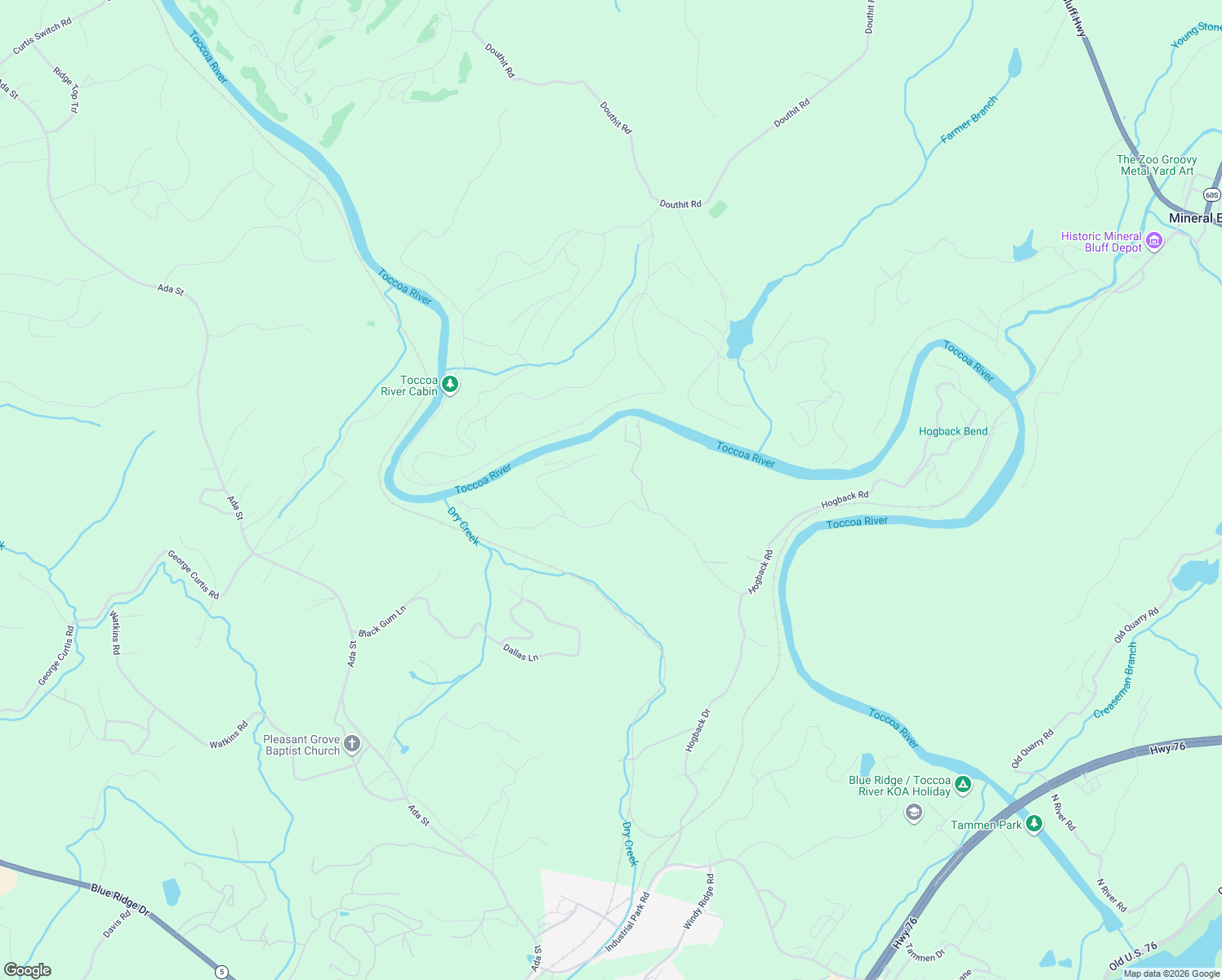 map of restaurants, bars, coffee shops, grocery stores, and more near 1535 Hogback Drive in Blue Ridge