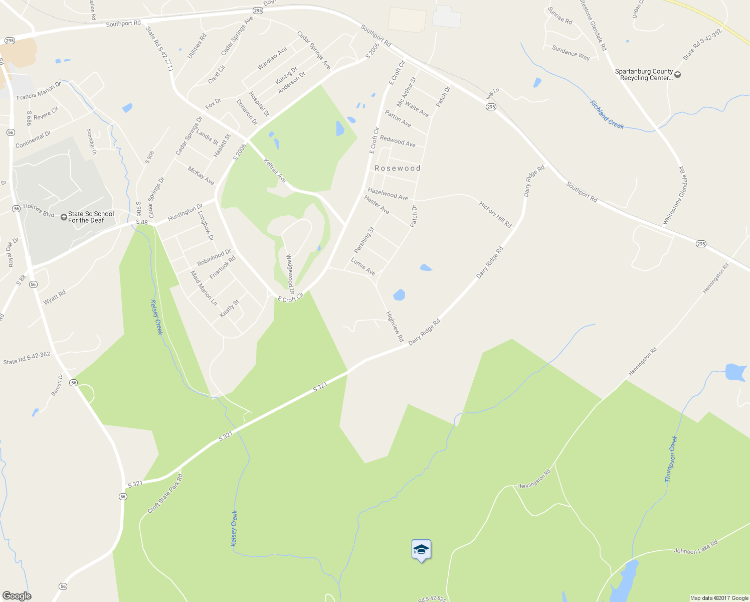 map of restaurants, bars, coffee shops, grocery stores, and more near 260 Highview Road in Spartanburg