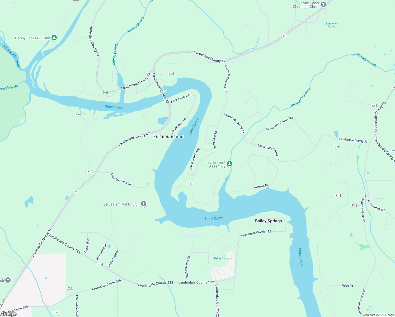 map of restaurants, bars, coffee shops, grocery stores, and more near Spring Cove Creek in Florence