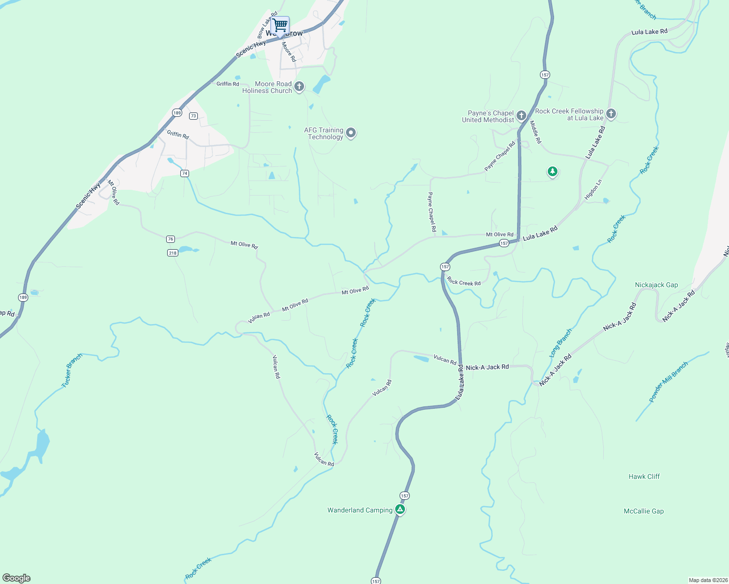 map of restaurants, bars, coffee shops, grocery stores, and more near 941 Mount Olive Road in Lookout Mountain
