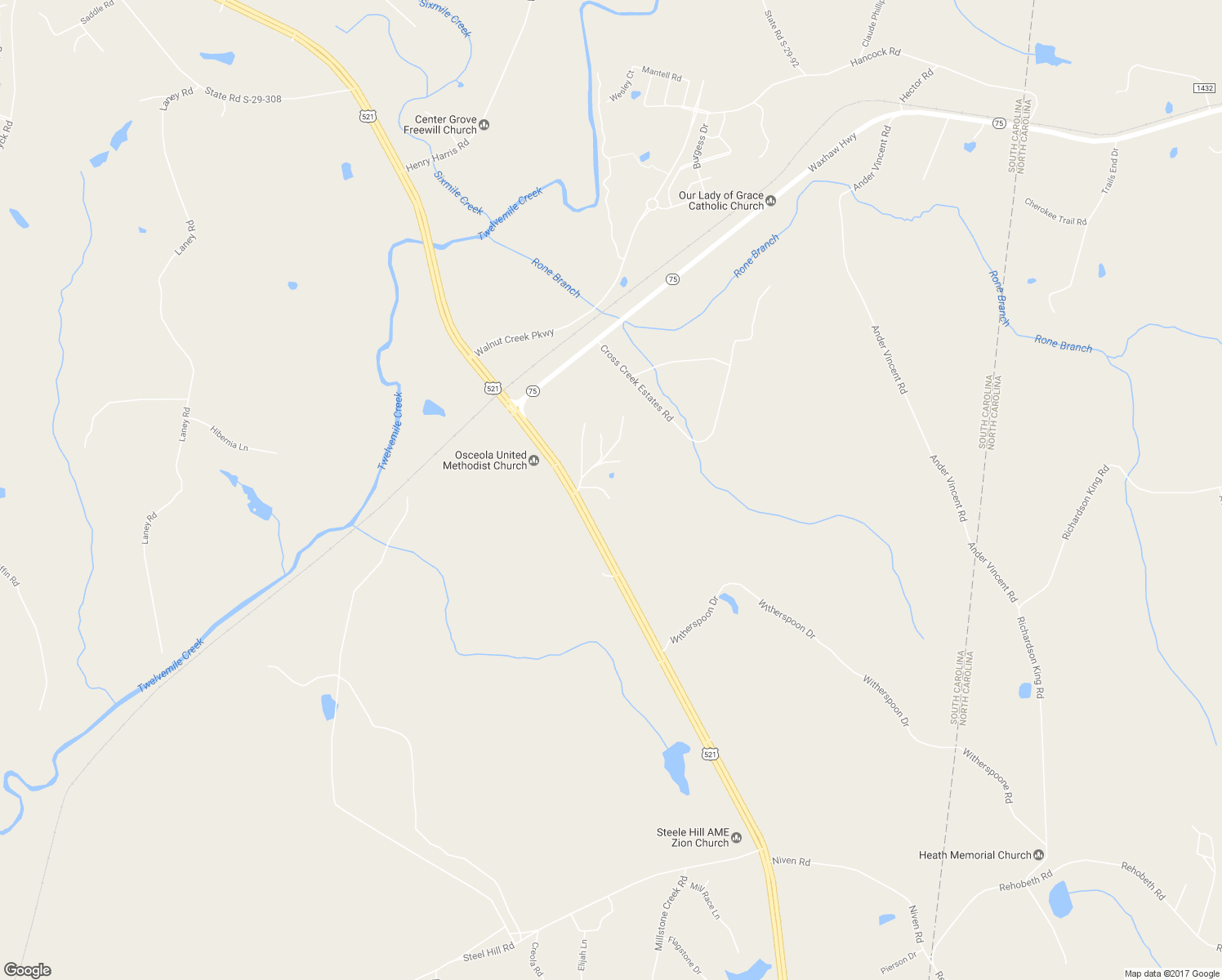 map of restaurants, bars, coffee shops, grocery stores, and more near 6953 Louis Springs Road in Lancaster