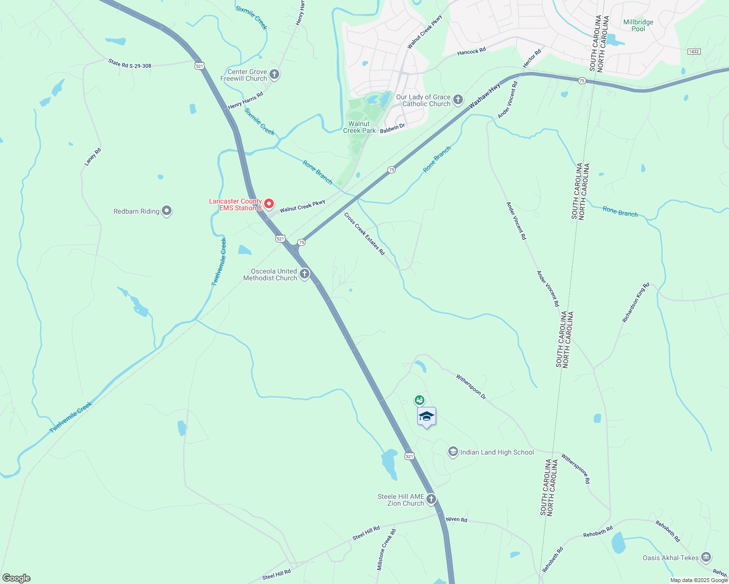 map of restaurants, bars, coffee shops, grocery stores, and more near 6953 Louis Springs Road in Lancaster