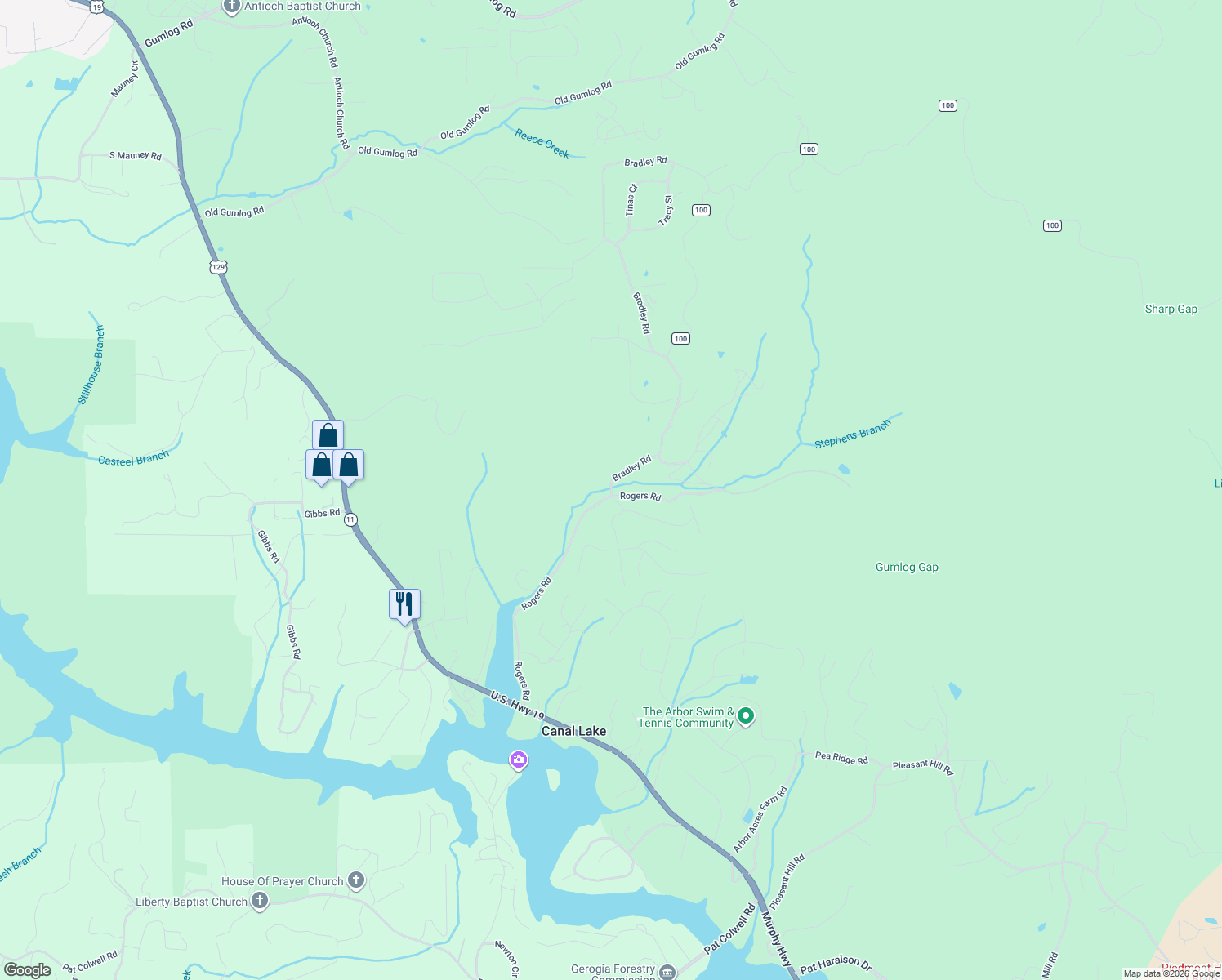 map of restaurants, bars, coffee shops, grocery stores, and more near 1200 Bradley Rd in Blairsville