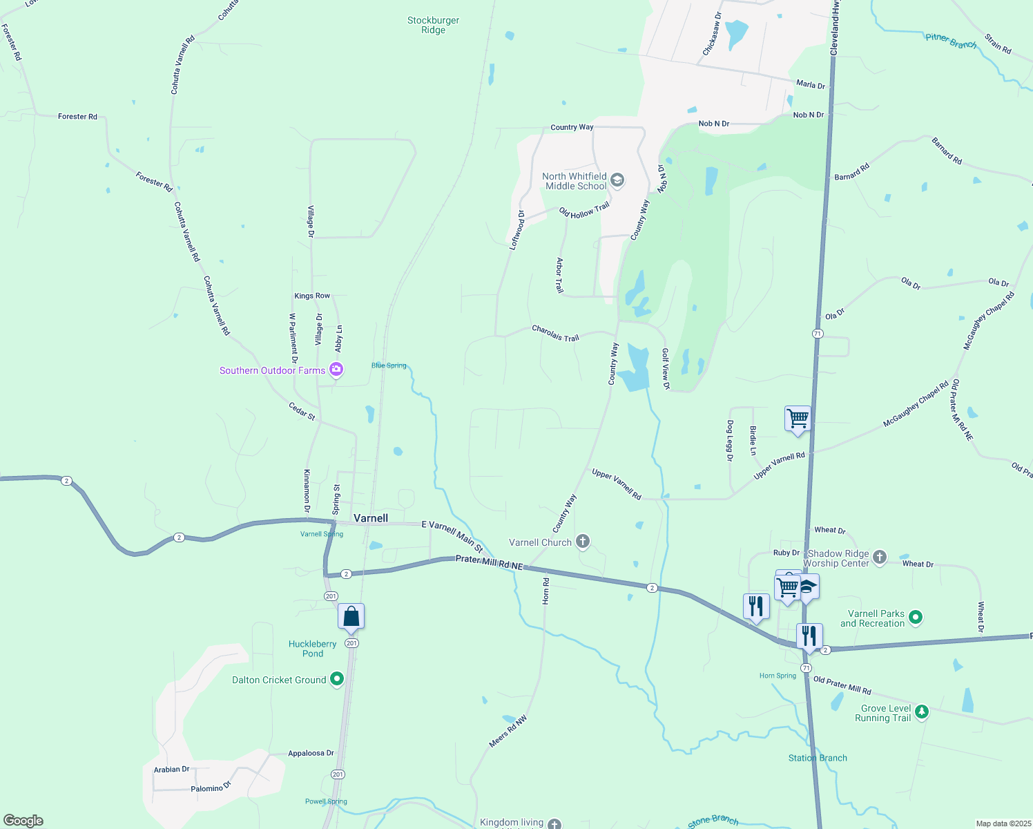 map of restaurants, bars, coffee shops, grocery stores, and more near 317 Highland Pointe Drive in Cohutta