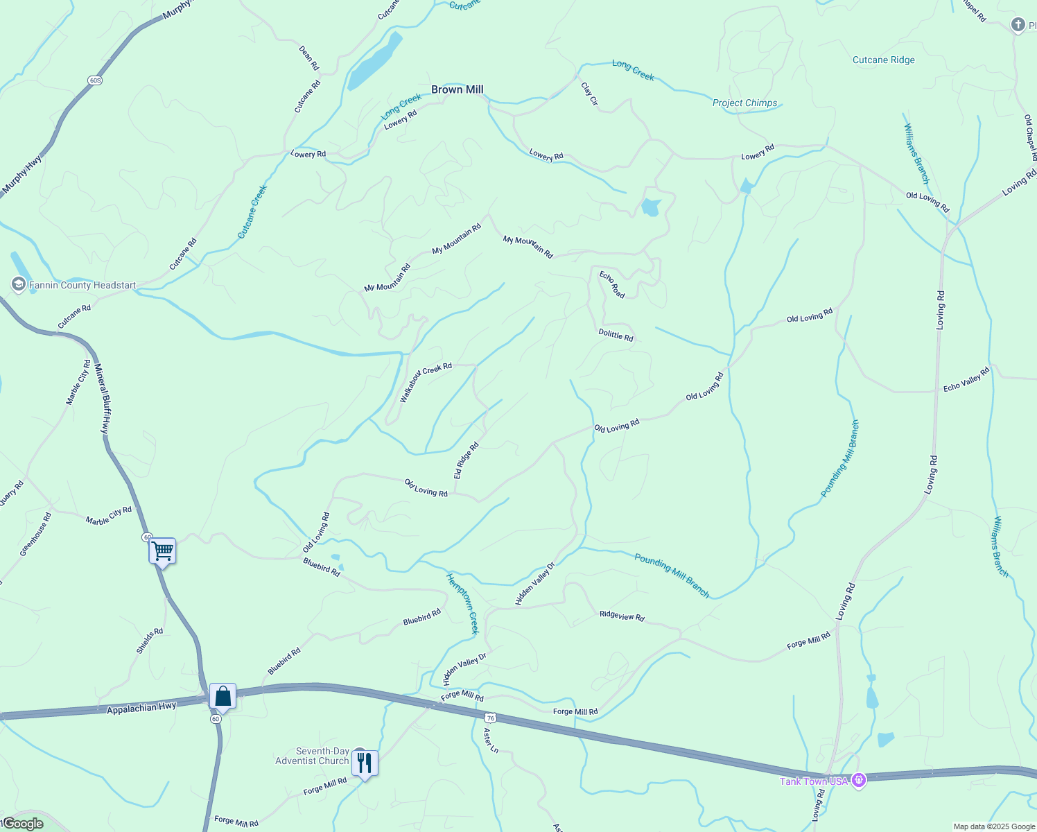 map of restaurants, bars, coffee shops, grocery stores, and more near 390 Eld Ridge Road in Morganton