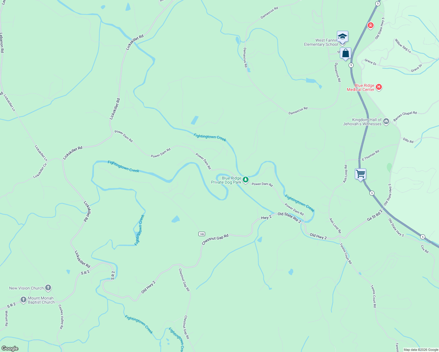 map of restaurants, bars, coffee shops, grocery stores, and more near 110 July Lane in Blue Ridge
