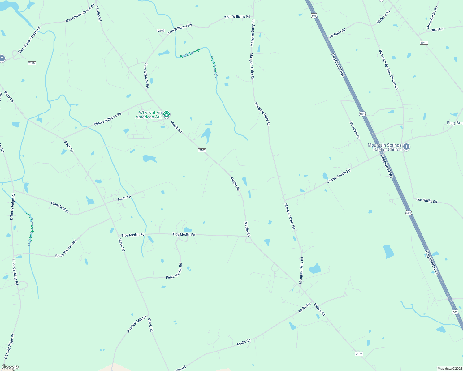 map of restaurants, bars, coffee shops, grocery stores, and more near 3624 Medlin Road in Monroe