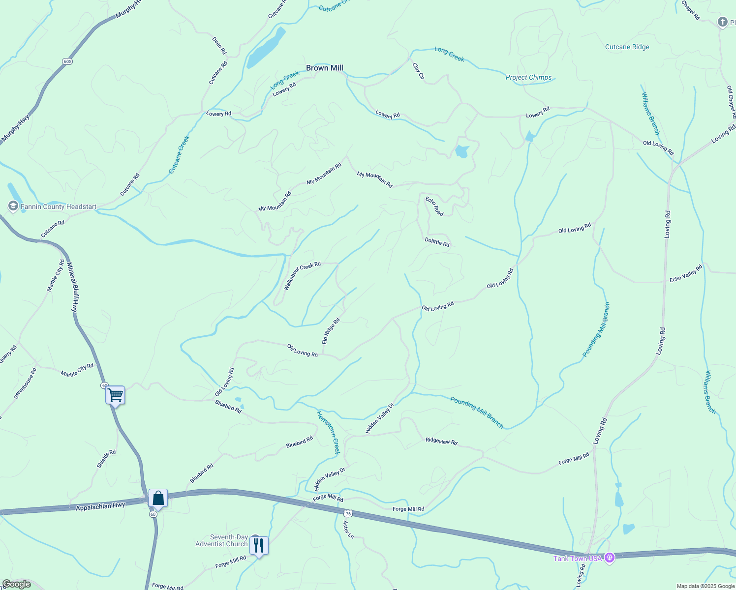 map of restaurants, bars, coffee shops, grocery stores, and more near 390 Eld Ridge Road in Morganton