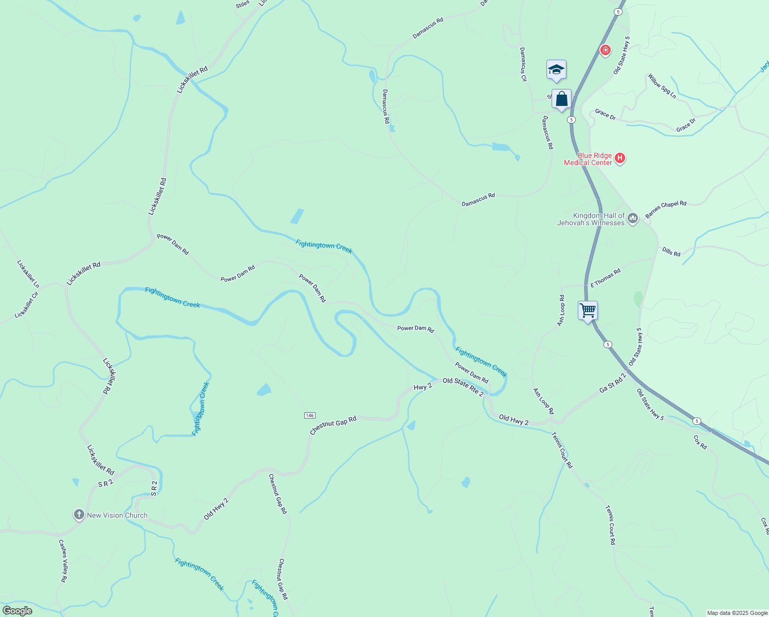 map of restaurants, bars, coffee shops, grocery stores, and more near 281 Bear Foot Drive in Blue Ridge