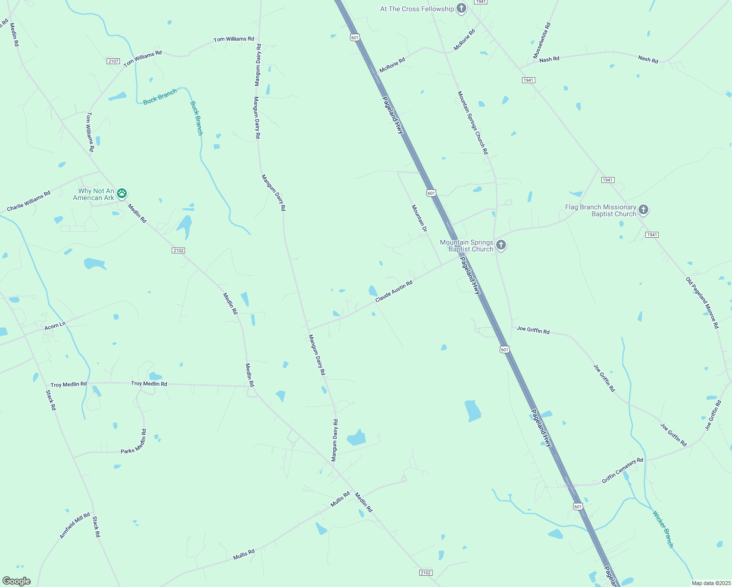 map of restaurants, bars, coffee shops, grocery stores, and more near 1813 Claude Austin Road in Monroe