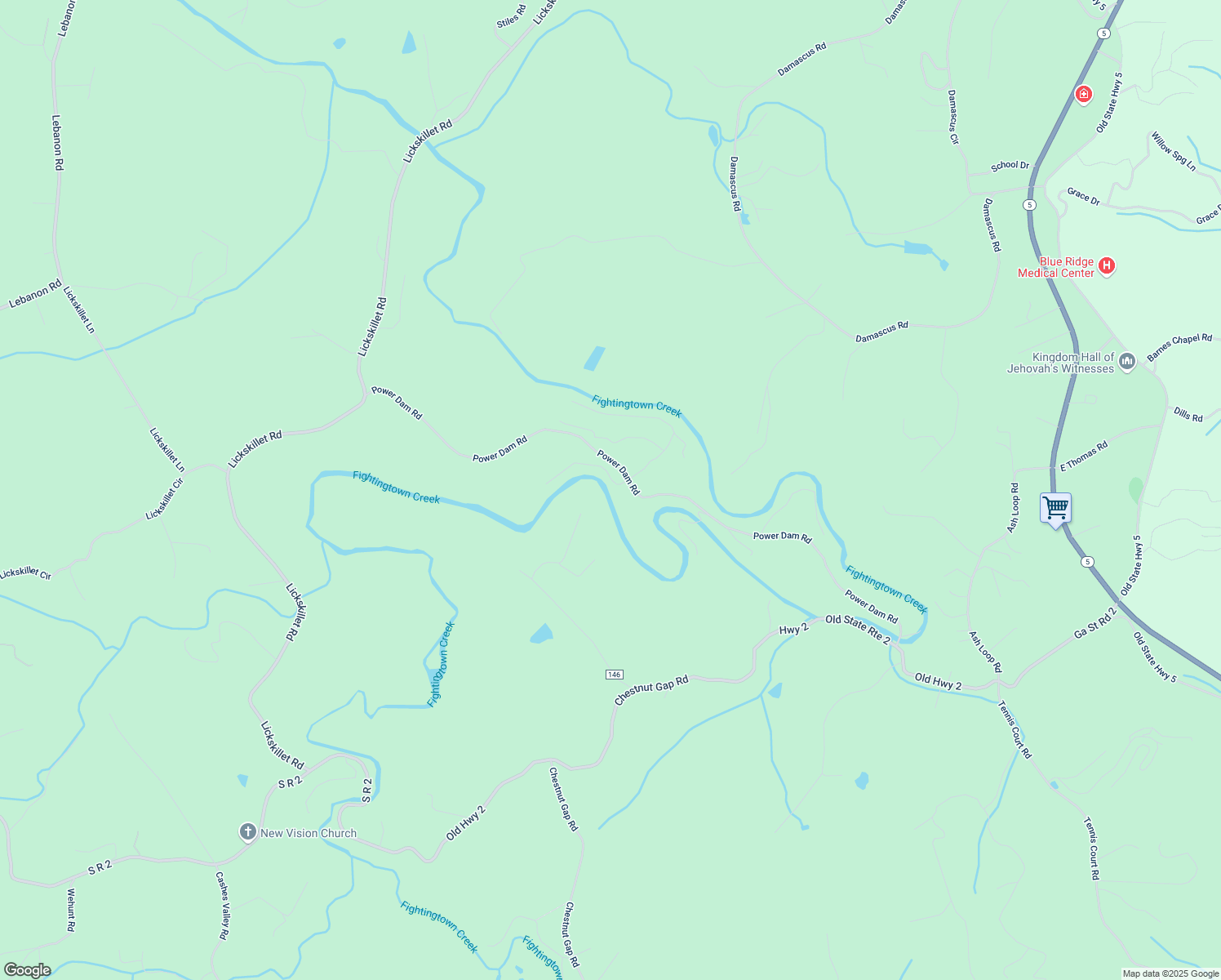 map of restaurants, bars, coffee shops, grocery stores, and more near 43 Dogwood Trail in Blue Ridge