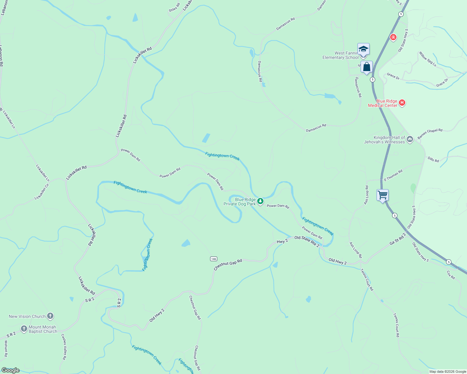 map of restaurants, bars, coffee shops, grocery stores, and more near 110 July Lane in Blue Ridge
