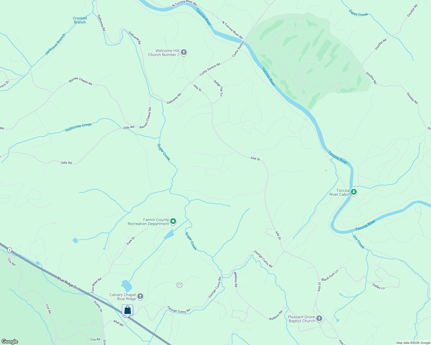 map of restaurants, bars, coffee shops, grocery stores, and more near 5 Windy Valley Lane in Blue Ridge