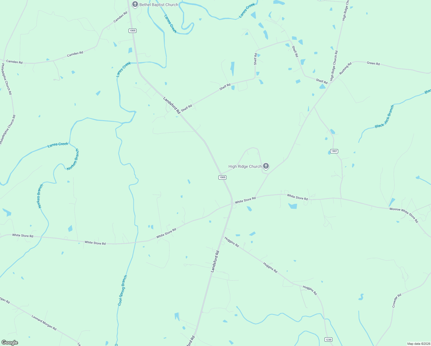 map of restaurants, bars, coffee shops, grocery stores, and more near 3134 Landsford Road in Marshville