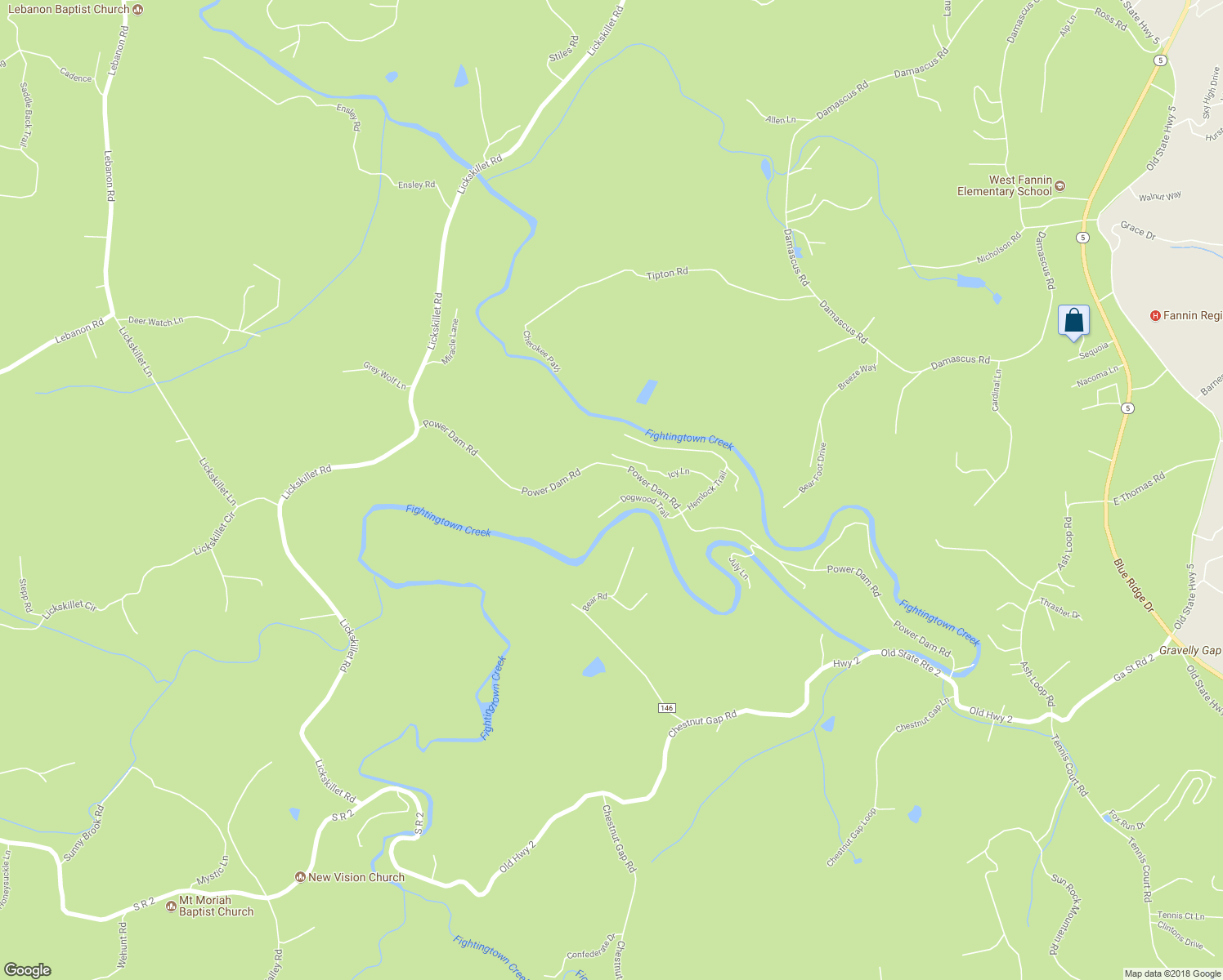 map of restaurants, bars, coffee shops, grocery stores, and more near 1365 Power Dam Road in Blue Ridge