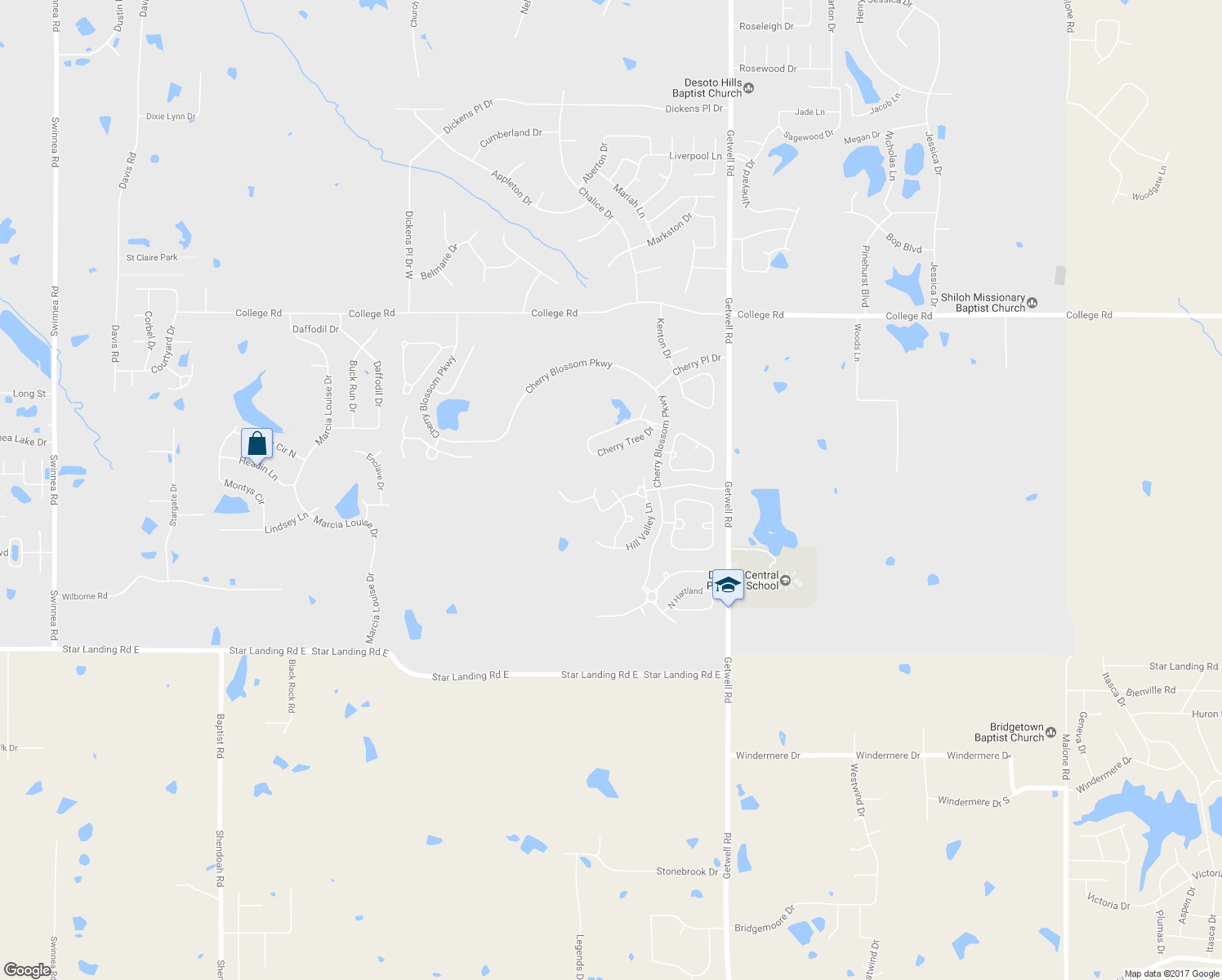 map of restaurants, bars, coffee shops, grocery stores, and more near 2646 Valley Crest Cove in Southaven