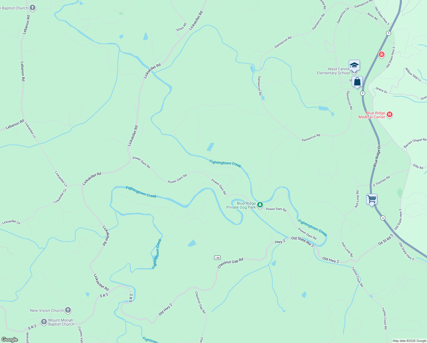 map of restaurants, bars, coffee shops, grocery stores, and more near 222 Icy Lane in Blue Ridge