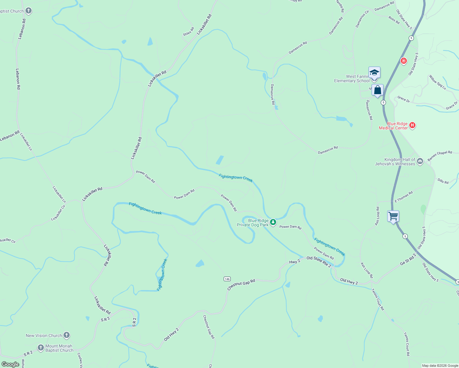 map of restaurants, bars, coffee shops, grocery stores, and more near 222 Icy Lane in Blue Ridge