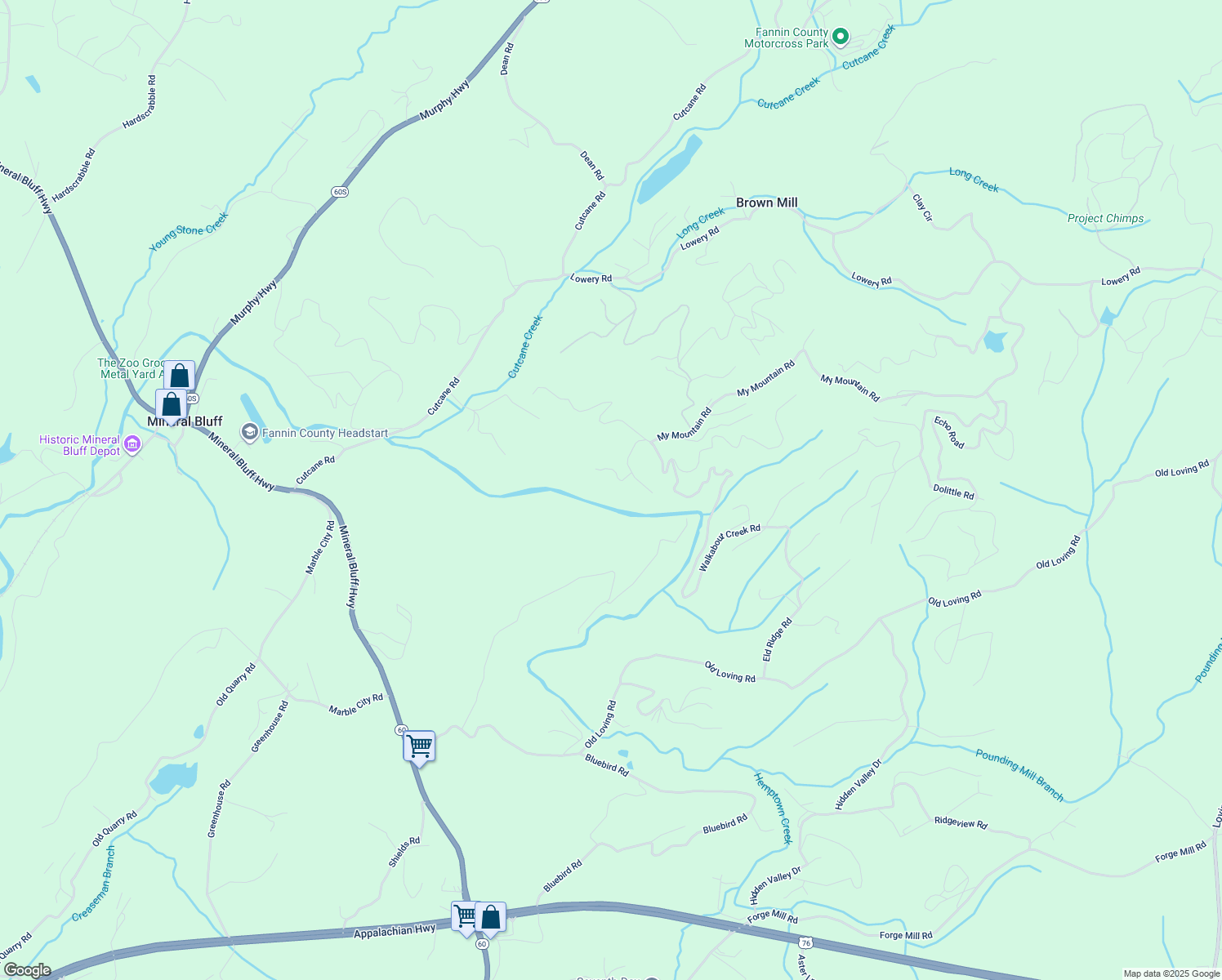 map of restaurants, bars, coffee shops, grocery stores, and more near 31 Little Bluff Trail in Morganton