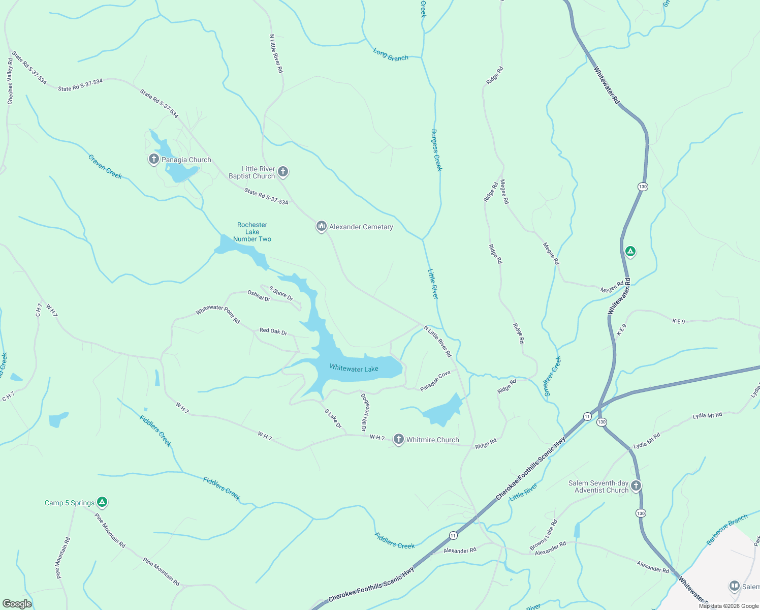 map of restaurants, bars, coffee shops, grocery stores, and more near 370 North Little River Road in Salem
