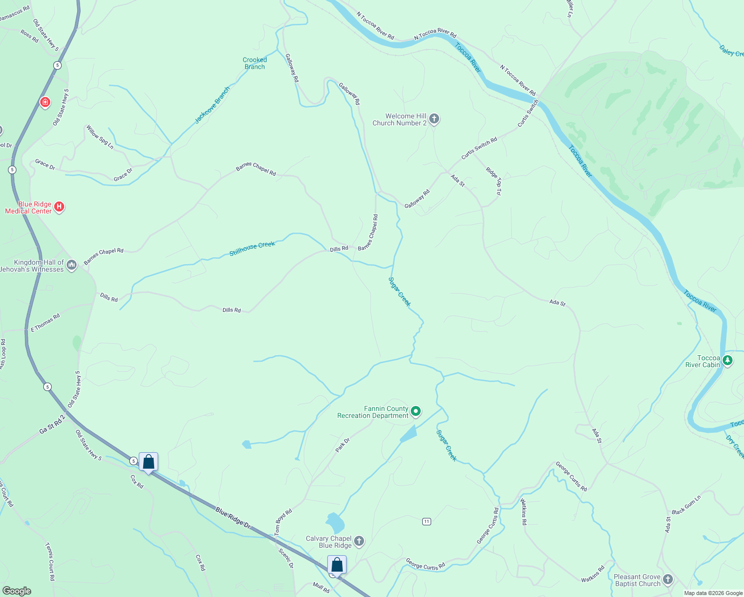 map of restaurants, bars, coffee shops, grocery stores, and more near in Blue Ridge