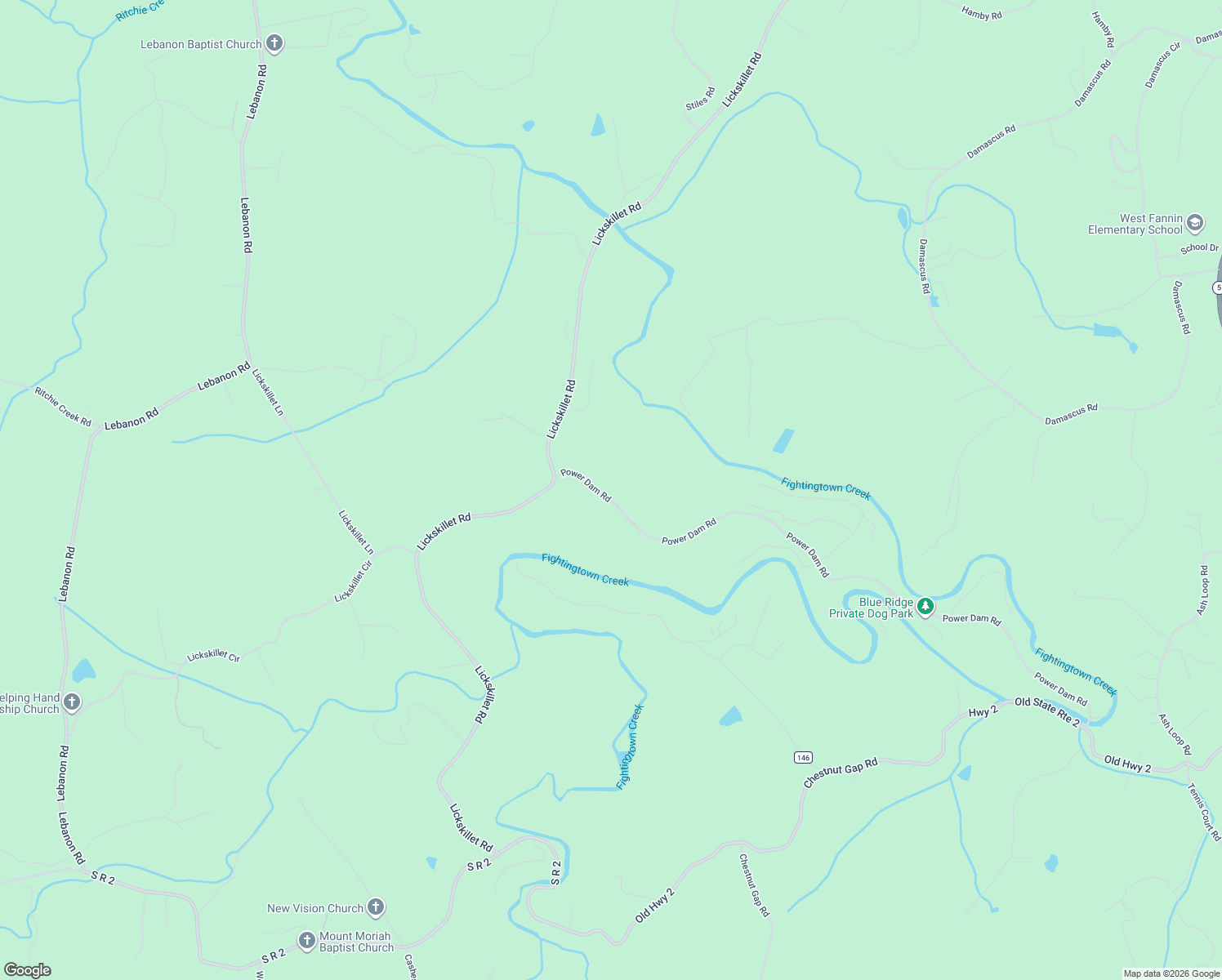 map of restaurants, bars, coffee shops, grocery stores, and more near 1830 Power Dam Road in Epworth