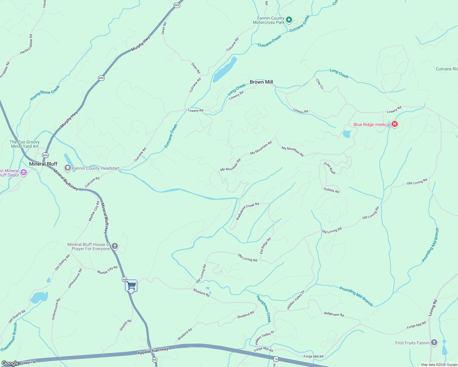 map of restaurants, bars, coffee shops, grocery stores, and more near 161 Walkabout Creek Road in Morganton